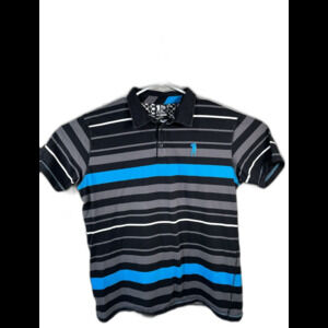 RS by Ryan Sheckler Skateboarding Polo Shirt Men Sz XXL Striped Black Blue